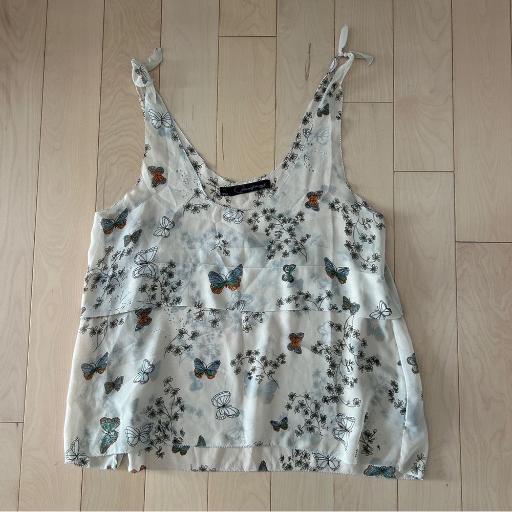 Patterson J. Kincaid Sheer Butterfly Tie Tank Top